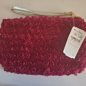 Neiman Marcus Burgundy Roses Makeup Bag